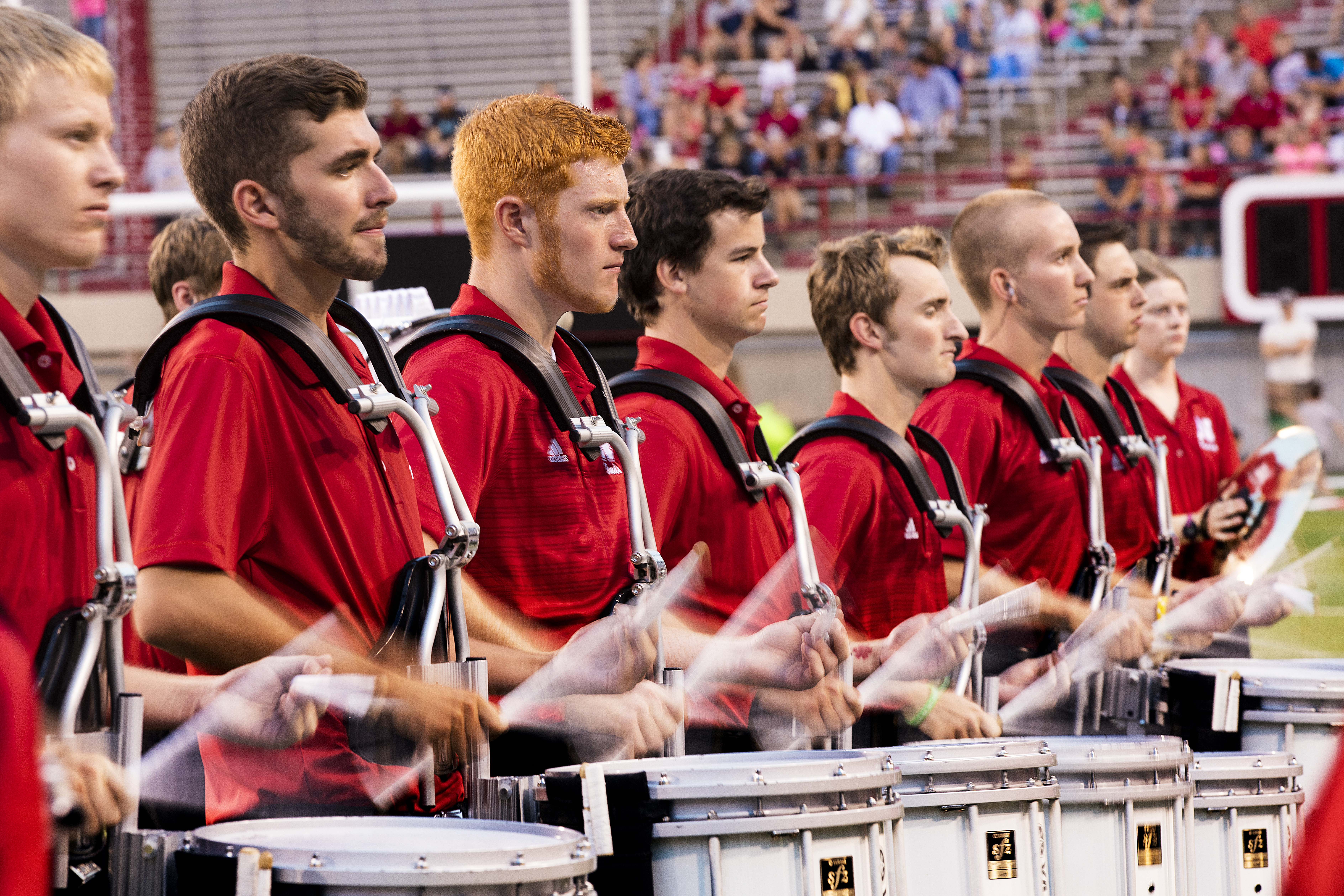 Members of the Cornhusker Marching Band perform during the 2015 exhibition at Memorial Stadium. The 2017 exhibition is 7 p.m. Aug. 18.