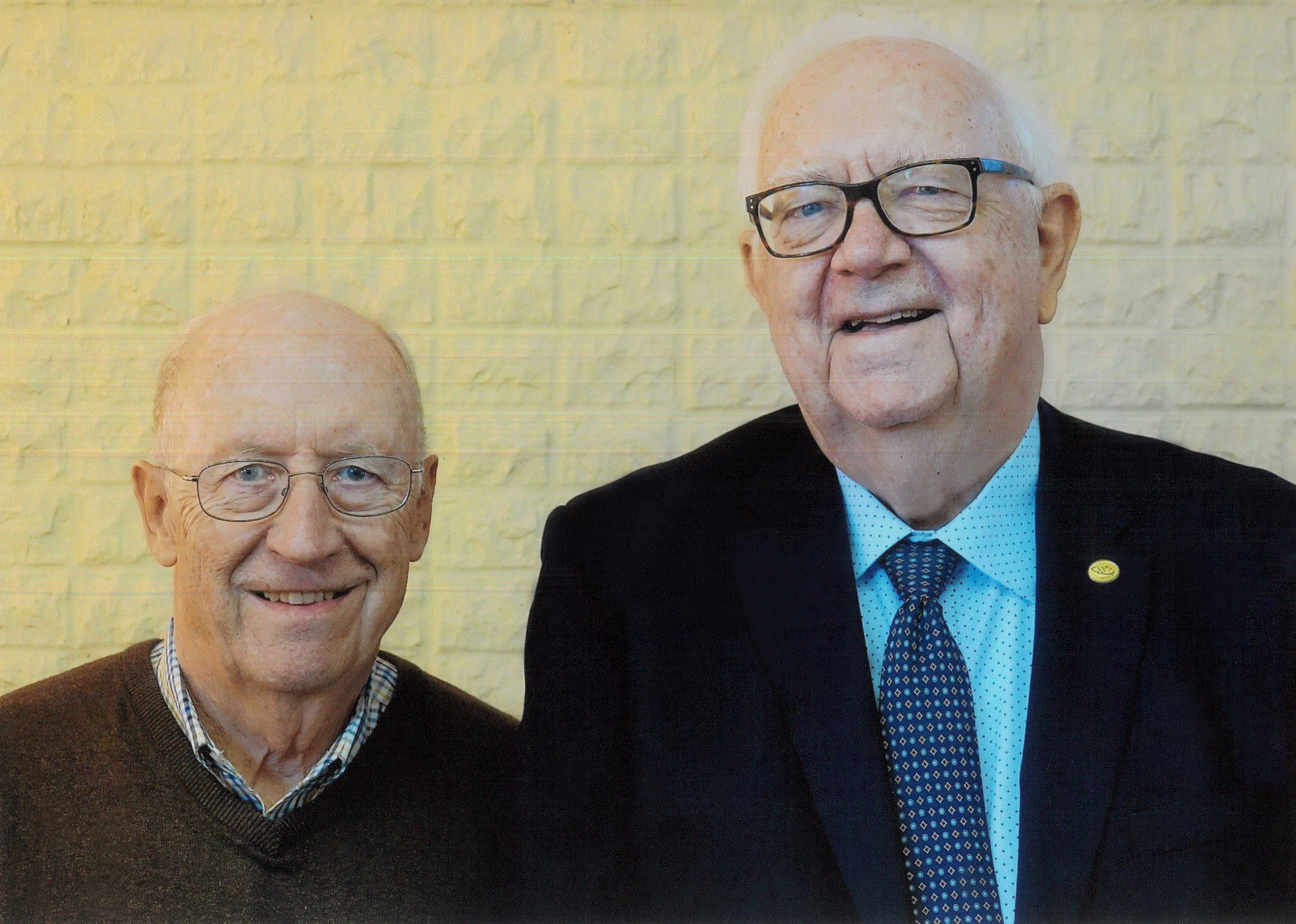 Longtime friends and colleagues John Woollam (left) and David J. Sellmyer.