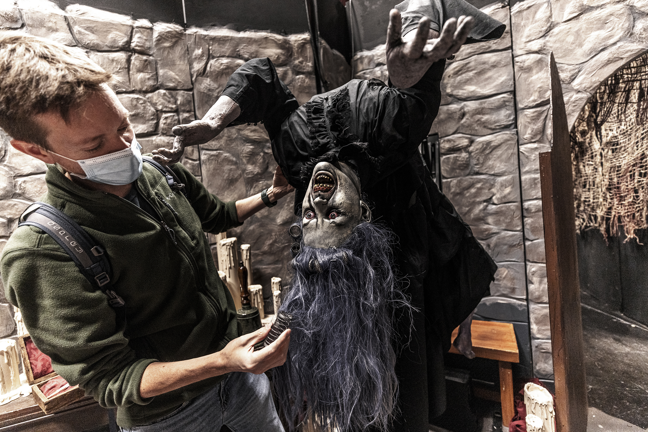 Andy Park adjusts the hair on one of the animated ghouls.