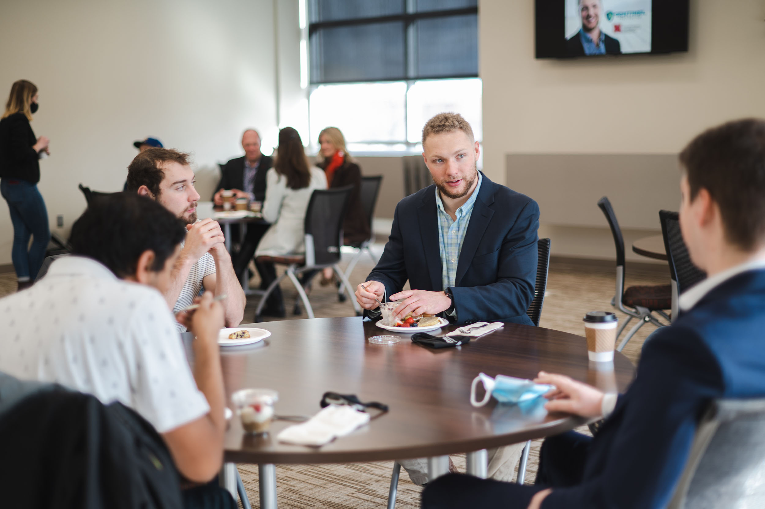 The Husker Venture Fund hosted a celebration for its first investment in February. Student members of the organization presented a check to Jackson Stansell and talked about how the investment helps fulfill the fund’s mission.