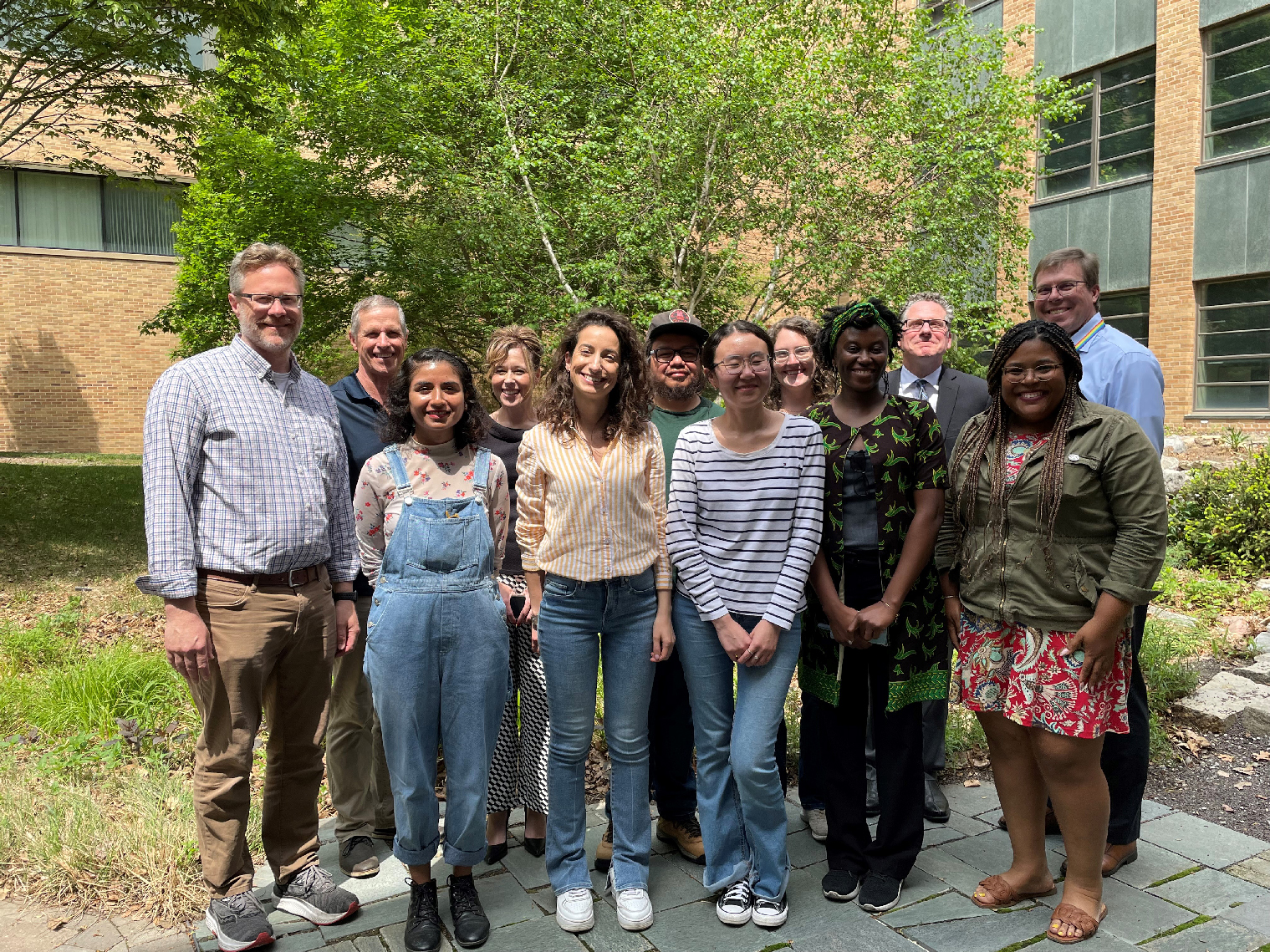 Front row, from left: Keenan Amundsen, professor of agronomy and horticulture; mentees Mahnoor Asif, Andrea Rilakovic, Shara Akat and Chinemerem Ogbu; and Jocelyn Bullock, CASNR student success coordinator. Back row, from left: Corby Jensen, Bayer scientist; Tiffany Heng-Moss, CASNR dean; mentees Boanerges Elias Bamaca and Laura Thompson; Derek McLean, dean of IANR's Agricultural Research Division; and Pat Morgan, Bayer scientist. Not pictured are mentees Thomas Wilbur Davis and Marcos Goncalves