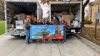 Members of the CEHS Staff Council loaded two moving trucks full of donated items to help refugees settling in Nebraska.