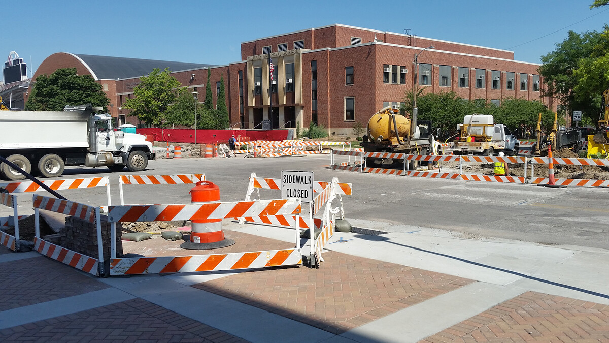 Ongoing construction near 14th and Vine streets has resulted in a phone outage to nearby buildings. The outage is being repaired.