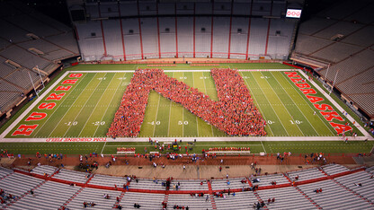 UNL's class of 2019 gathers to form an 'N' in Memorial Stadium before the fall semester. The 4,628 first-time students on campus this fall is the third-largest freshman class in the university's history.