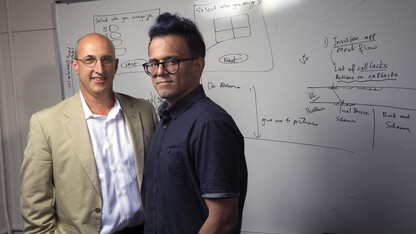 UNL's Kirk Dombrowski (left) and Bilal Khan will head an interdisciplinary team to develop ODIN, short for Open Dynamic Interaction Networks. 