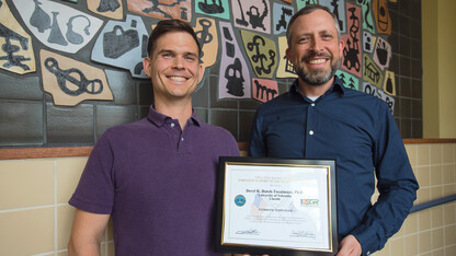 Nebraska's Deryl Hatch-Tocaimaza (right) recently received a Department of Defense award for his ongoing support of Adam Fullerton, a member of the U.S. Marine Corps Reserve and doctoral student. Fullerton nominated Hatch for the honor.