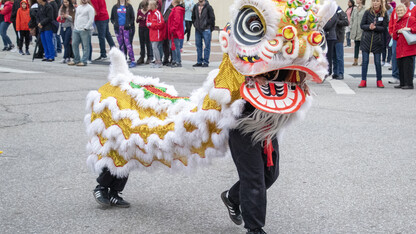 Dragon dancers entertain parade enthusiasts at the 2019 Homecoming Parade.