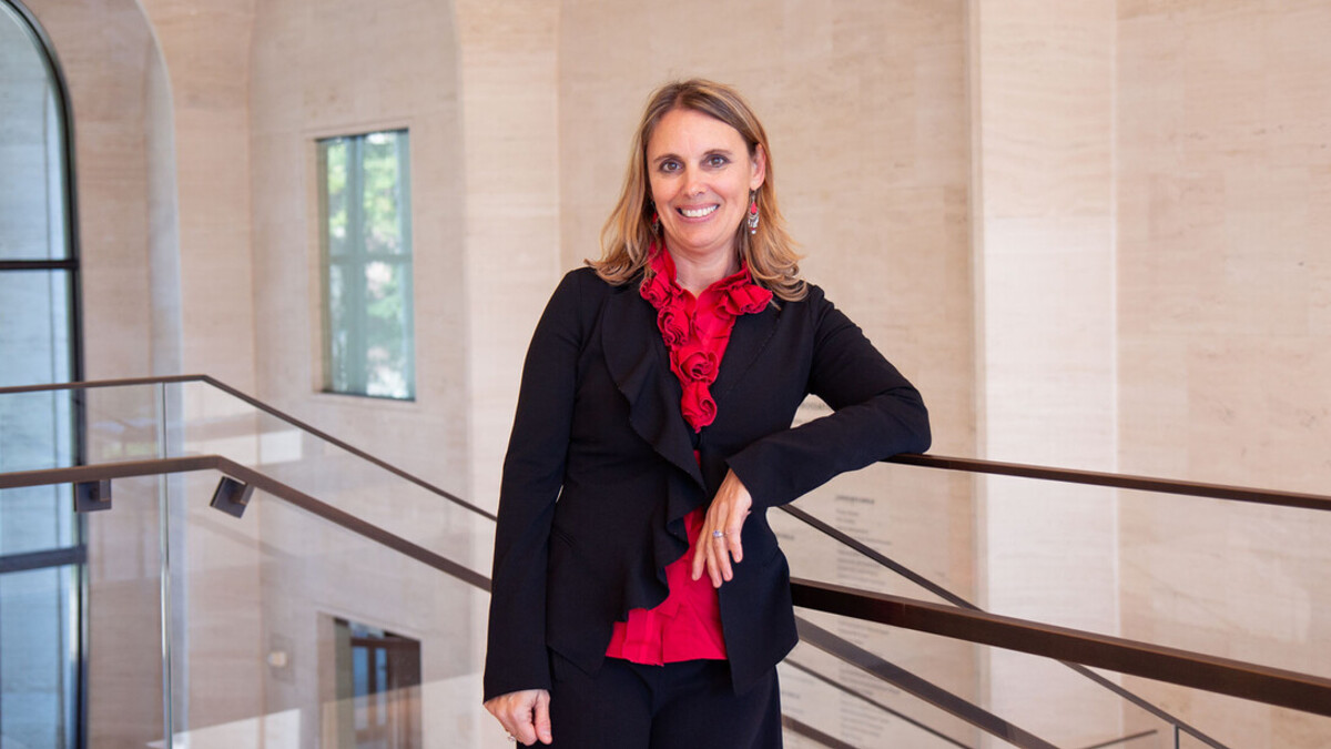 Theresa Catalano is photographed in a stairwell.