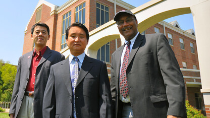 Research by UNL's (from left) Xiao Cheng Zeng, Jaeil Bai and Joseph Francisco may lead to the development of large-scale hydrogen storage media.