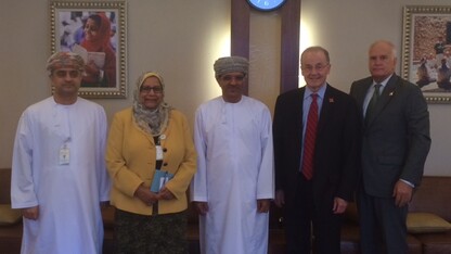UNL Chancellor Harvey Perlman (second from right) and Senior Adviser Tom Farrell (right) are pictured with Omani education officials.