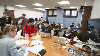 Students in UNL's Department of Computer Science and Engineering study and collaborate in a workspace in Avery Hall. The College of Engineering has added a software engineering major, which will begin in the fall.