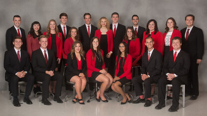 The Homecoming 2016 royalty finalists are: (back row, from left) Timothy Blaser, Casey Seline, Alyana Stokes, Matt Foley, Sydni Rowen, Harrison McMinn, Desiree Bartels, Brett Begley, Jessica Sher, Brendan Gallo, Linsey Armstrong, Sydney Goldberg and Carlos Velasco; (front row, from left) Austin Wendt, Scott Schenkelberg, Vanessa Daves, Lotte Sjulin, Leemah Nasrati, Nicholas Knopik and Dalton Dey.