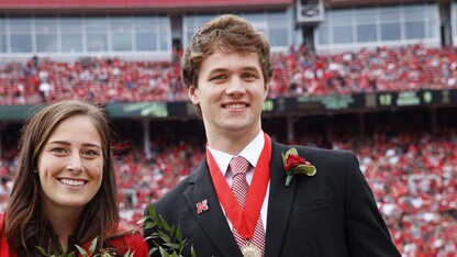 Charlotte "Lotte" Sjulin and Matthew Foley were named 2016 Homecoming queen and king during halftime of the Nebraska-Illinois football game.