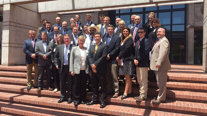 LEAD 36 fellows pose in front of the U.S. Embassy in Buenos Aires, Argentina, during their recent trip.