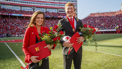 Seniors Cheyenne Gerlach and Bryce Lammers were crowned homecoming royalty during halftime of the Nebraska-Northwestern football game Oct. 5.