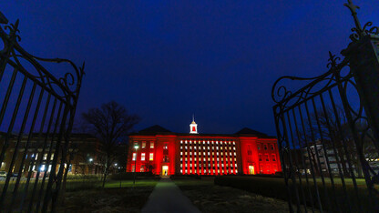 Love Library was lit in celebration of the Glow Big Red event, which was held Feb. 16-17. Organized by the University of Nebraska Foundation, the annual campaign is intended as a way for Huskers to give back to the university.