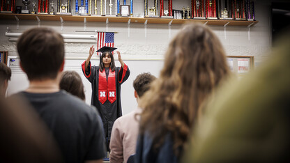 Ananya Amarnath conducts the Papillion-La Vista South choir as they prepare for their spring performances.