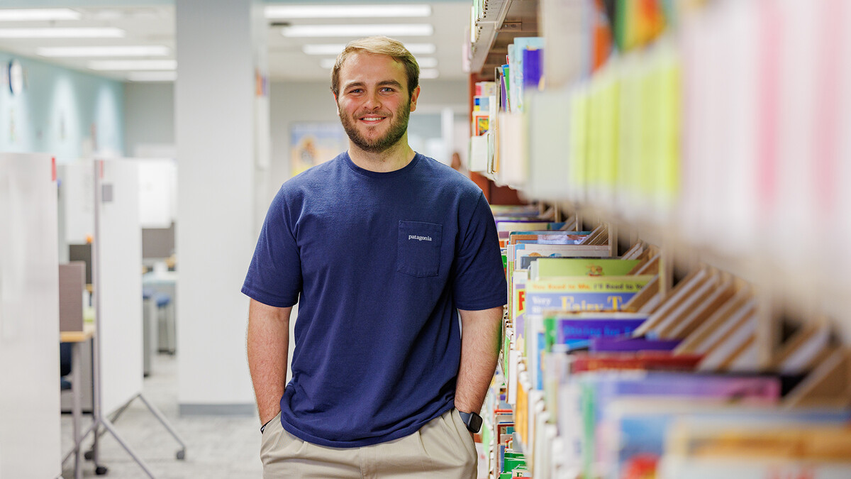 Lucas Timm, a senior elementary education major, completed part of his practicum by working in the Kit and Dick Schmoker Reading Center in fall 2024. The Schmoker Reading Center provides reading and writing tutoring to children in the community from graduate and undergraduate students.