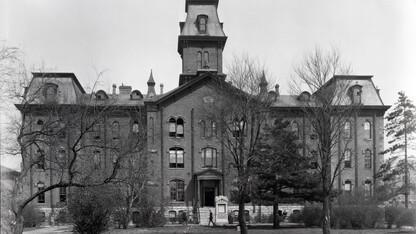 South facade of University Hall, the first building on the University of Nebraska campus.