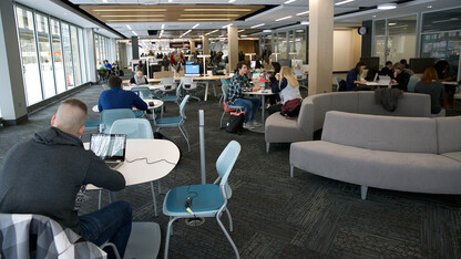 UNL students, faculty and staff settle into the Adele Hall Learning Commons at Love Library during the first day of the spring semester on Jan. 11. The new space includes 18 study rooms that can be reserved by library users. The $10 million, 30,000-square-foot academic hub on the first floor of Love Library North is open 24 hours a day.