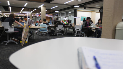 UNL students make use of UNL's Adele Coryell Hall Learning Commons during dead week. The 24-hour, collaborative study space opened for student use in January.