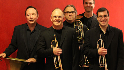 Members of the University of Nebraska Brass Quintet are (from left) Craig Fuller, K. Craig Bircher, Scott Anderson, Alan Mattingly and Scott Quackenbush.