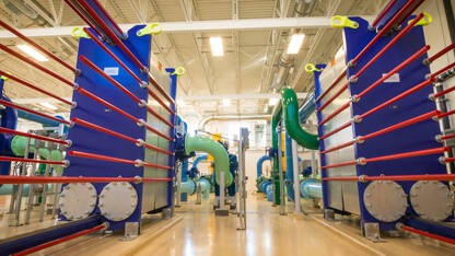 The Centralized Renewable Energy System, or CRES, at Nebraska Innovation Campus is expected to practically eliminate the need for natural gas for winter heating and will reduce electricity consumption for summer cooling by 25 percent. 