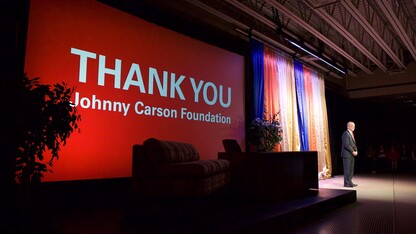 Chancellor Harvey Perlman announces a $20 million gift from the Johnny Carson Foundation on Nov. 6. The gift will create the Johnny Carson Center for Emerging Media Arts, which will be part of UNL's College of Fine and Performing Arts.