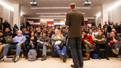 Shane Farritor, professor of mechanical and materials engineering and faculty adviser for the UNL Maker Club, spoke about the importance of hands-on learning and the value of creativity at the group's first meeting on Feb. 5.