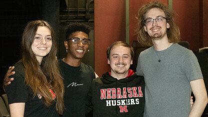 “The Flick” cast includes (left to right) Sofia Drelicharz, Mekhi Mitchell, Jackson Wells and Luke Stursma. Photo by Brian Garbrecht. 