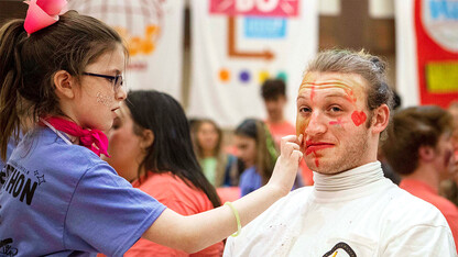 Sam DeZube getting his face painted