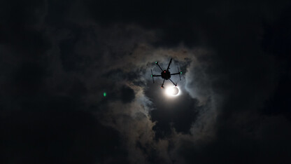 A University of Nebraska-Lincoln weather drone flies into the atmosphere during the solar eclipse Monday, Aug. 21, 2017.