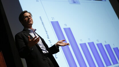 Anthony Leiserowitz, director of the Yale Project on Climate Change Communication and research scientist in the School of Forestry and Environmental Studies at Yale, spoke as part of the Heuermann Lectures in the Institute of Agriculture and Natural Resources.