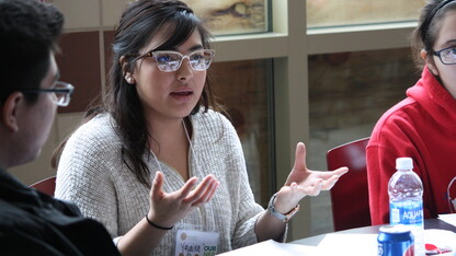 Student Yajaira Lopez-Villa engages in a discussion during 2017 Our Nebraska events.