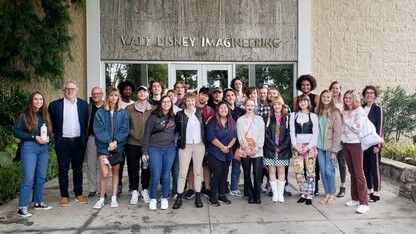 Students and faculty from the Johnny Carson Center for Emerging Media Arts had the opportunity to tour Disney Imagineering with Mikhael Tara Garver as part of their trip to Los Angeles to attend the Infinity Festival-Hollywood. Courtesy photo.