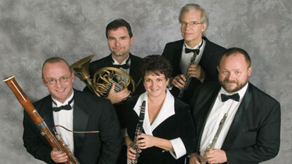 Moran Woodwind Quintet includes (clockwise from bottom left) Jeffrey McCray, Alan Mattingly, William McMullen, John Bailey and Diane Barger.