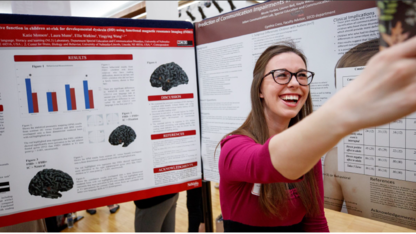 A student presents undergraduate research in 2019.