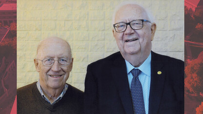 Photo of longtime colleagues John Woollam and David Sellmyer.