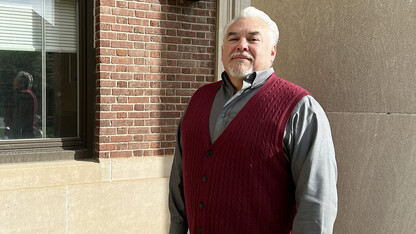 Pablo Rangel is photographed outside Pound Hall.