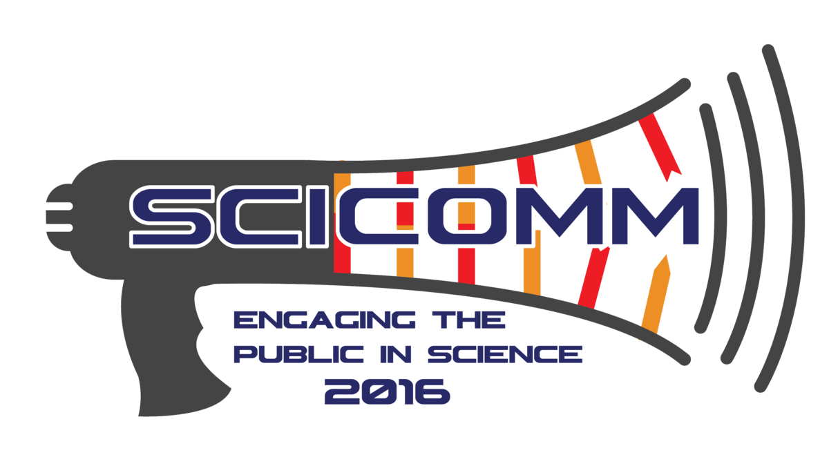 SciComm logo. Engaging the Public in Science 2016.