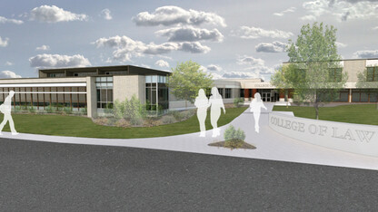A $4.5 million addition (shown here in an architecture rendering) is planned for the south side of the Nebraska College of Law. The addition will house the college's four legal clinics and allow for expansion of those programs.