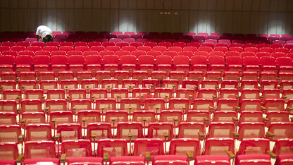 The seats in Kimball Recital Hall have been reupholstered and repaired this summer. Photo by Michael Reinmiller.