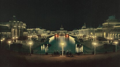 Night illumination Grand Court at the Trans-Mississippi and International Exposition Omaha Nebraska 1898.