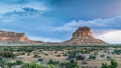 Fajada Butte stands in Chaco Culture National Historical Park.
