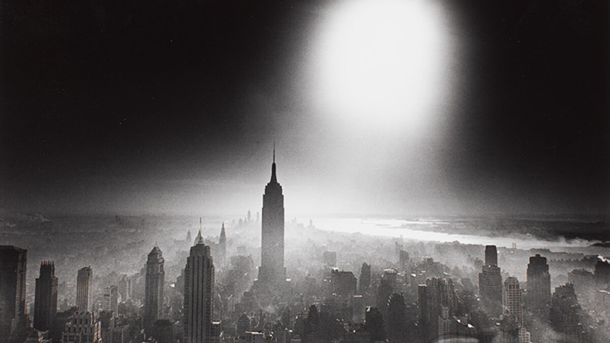 “Atom Bomb Sky,” a gelatin silver print by William Kleinborn, is among the artworks featured in Sheldon’s “Now’s the Time” exhibition. The exhibition is helping provide the basis for an Oct. 26 panel discussion led by three Nebraska faculty members.