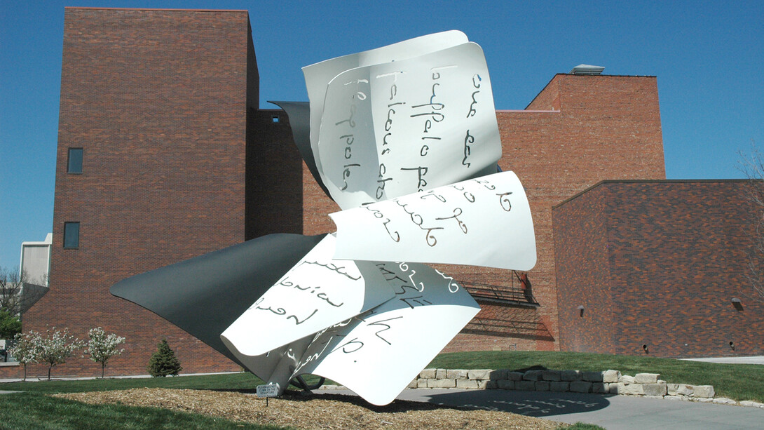 "Torn Notebook," a sculpture on UNL's City Campus.