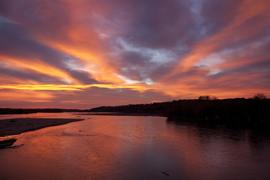 A sunset over the Platte River. A new report issued by the Conservation and Survey Division shows that nearly all of Nebraska saw declines in groundwater levels between spring 2012 and spring 2013. 