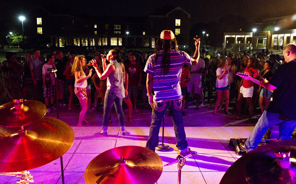 The band DFunk plays on the Nebraska Union Plaza as part of Big Red Welcome on Aug. 23. The space north of the Nebraska Union will be used for Lincoln Calling concerts on Oct. 17-18.