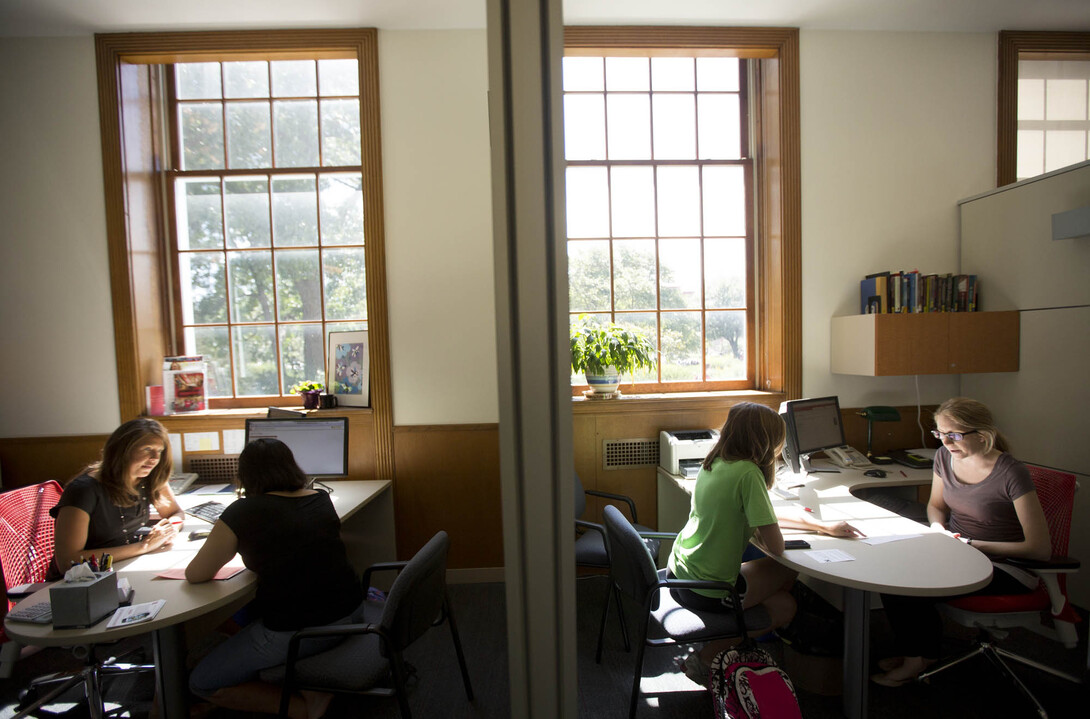 Students meet with advisers in UNL's Exploratory and Pre-Professional Advising Center. The center provides advising for students who are undecided on a major, in transition between majors, or studying pre-health or pre-law.