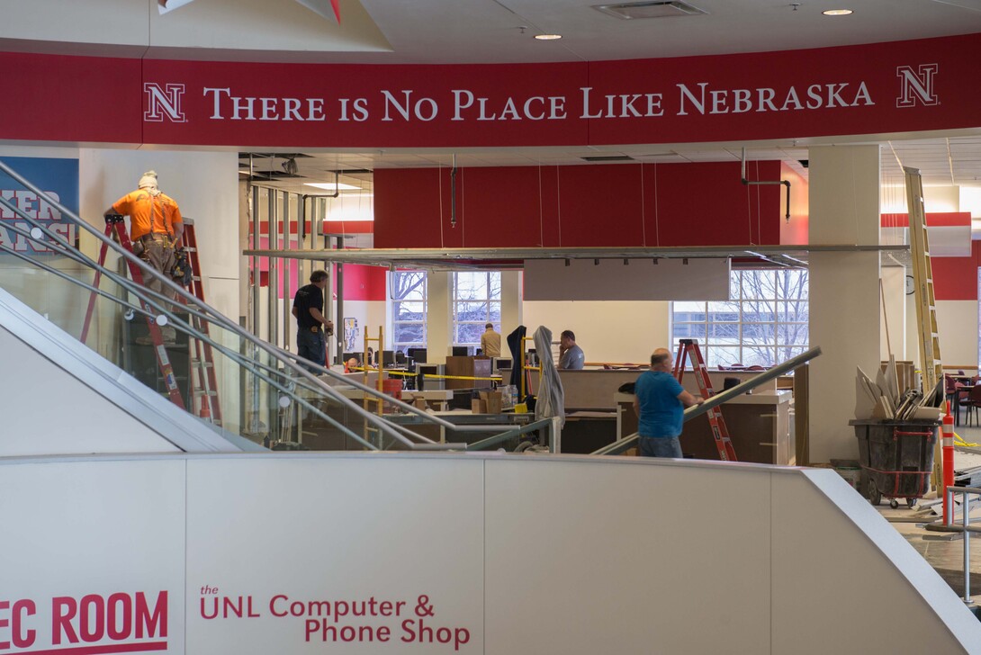 The union's new Welcome Desk will serve as an all-purpose information desk about campus. Behind it will be a newly redesigned coffee bar. 